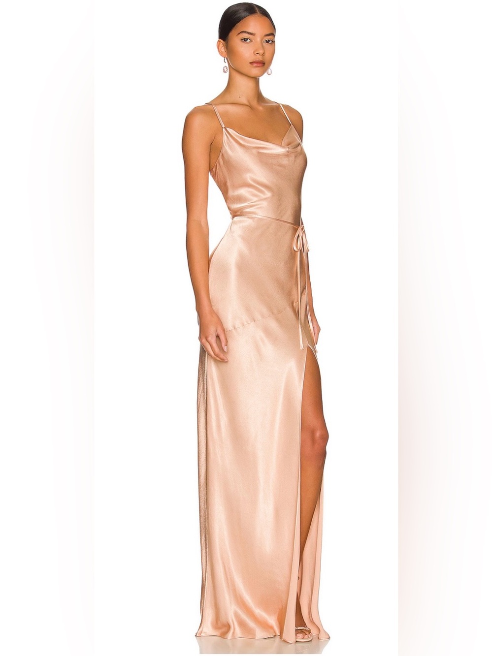 Shona Joy La Lune Bias Cowl Maxi Dress in Desert Rose sz 4